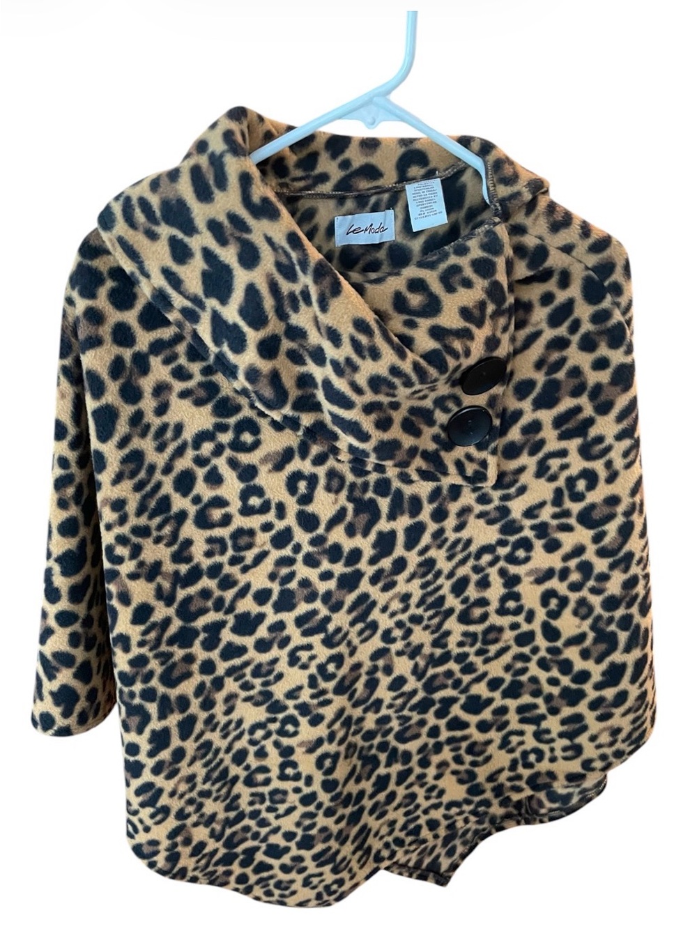 Leopard Print Funnel Neck cape - Camel/Black